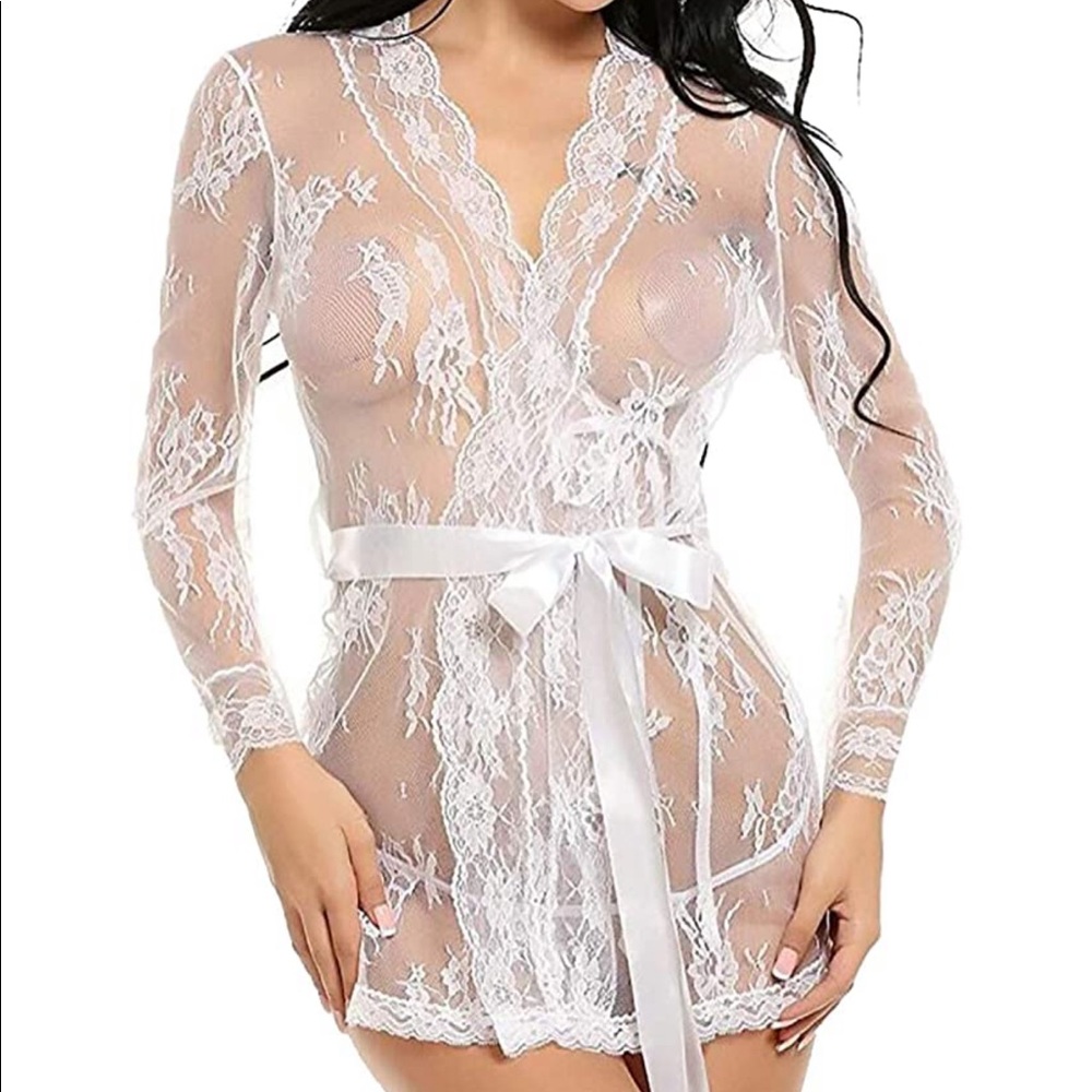 White lace sexy kimono lingerie